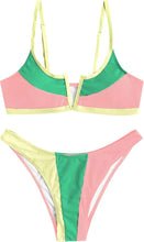 Load image into Gallery viewer, Pretty Colorful 2pc Bikini Pink-Orange Swimsuit