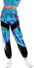 Load image into Gallery viewer, Metallic Black-Blue Elastic Jogger Pants