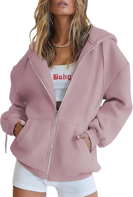 Dark Pink Women's Zip Up Hoodie