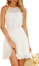 Load image into Gallery viewer, Cocktail Lace White Halter Style Mini Dress