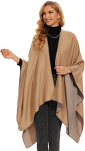 Load image into Gallery viewer, Black-Gray Soft Knit Wrap Poncho Style Cardigan