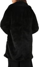 Load image into Gallery viewer, Lux Black Faux Fur Long Sleeve Trench Coat