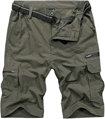 Men's Army Green Expandable Waist Casual Quick Dry Cargo Shorts