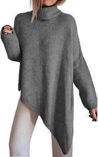 Load image into Gallery viewer, Black Asymmetrical Long Sleeve Comfy Knit Sweater