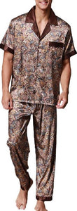 Men's Black Dragon Silk Short Sleeve Top & Pants Set