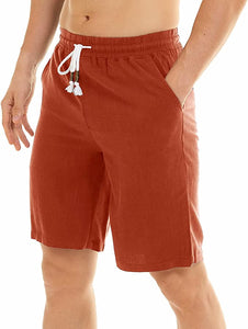 Men's Army Green Linen Drawstring Casual Summer Shorts