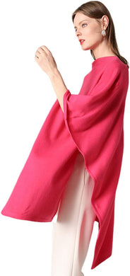 Luxury Pink Knit Winter Pure Cashmere Poncho Sweater Wraps Shawl