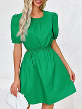 Load image into Gallery viewer, Stylish Green Cut Out Puff Sleeve Mini Dress