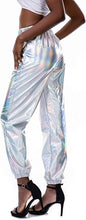 Load image into Gallery viewer, Metallic Silver Elastic Jogger Pants