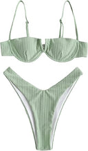 Load image into Gallery viewer, High Cut Underwire Bikini Lavender Swimsuit Set