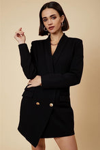 Load image into Gallery viewer, London Chic Black &amp; White Color Block Long Sleeve Blazer Dress