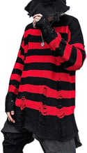 Load image into Gallery viewer, Striped Knit Loose Fit White/Black Long Sleeve Sweater