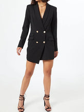 Load image into Gallery viewer, London Chic Black &amp; White Color Block Long Sleeve Blazer Dress