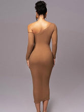 Load image into Gallery viewer, Mesh Maxi Brown Dress Off Shoulder Long Sleeve