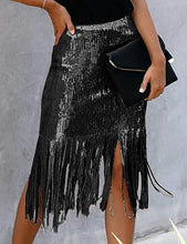 Load image into Gallery viewer, Party Style Fringe Tassel Sequin Midi Skirt