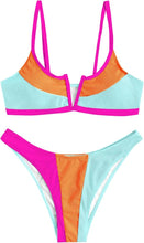 Load image into Gallery viewer, Pretty Colorful 2pc Bikini Pink-Orange Swimsuit