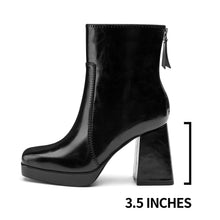 Load image into Gallery viewer, Black Faux Leather Platform Ankle Boot