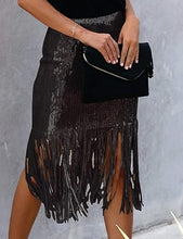 Load image into Gallery viewer, Party Style Fringe Tassel Sequin Midi Skirt