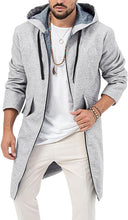 Load image into Gallery viewer, Men&#39;s Grey Hooded Long Sleeve Drawstring Jacket