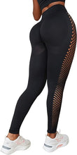 Load image into Gallery viewer, High Waist Black Fish Net Stretch Leggings