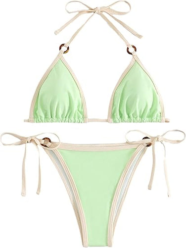 Vacation Chic Triangle Bikini Mint Green Swimsuit