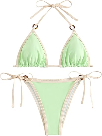 Vacation Chic Triangle Bikini Mint Green Swimsuit