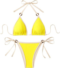 Load image into Gallery viewer, Vacation Chic Triangle Bikini Yellow Swimsuit