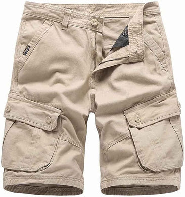Men's Multi-Pocket Cargo Khaki Shorts