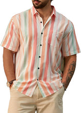 Load image into Gallery viewer, Men&#39;s Vacation Striped Summer Short Sleeve Multicolor Shirt