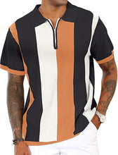 Load image into Gallery viewer, Men&#39;s Vintage Striped Apricot Short Sleeve Sweater