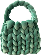 Load image into Gallery viewer, Handwoven Chunky Yarn Knit Mint Green Shoulder Bag Handmade Braided Purse