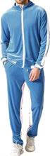 Load image into Gallery viewer, Men&#39;s Navy Blue Velvet Long Sleeve Jacket/Pants Jogging Sweatsuit/Tracksuit