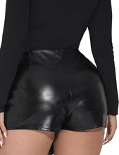 Load image into Gallery viewer, Plus Size Black Asymmetrical Faux Leather Skirt/Short