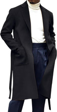 Load image into Gallery viewer, Men&#39;s Italia Belted Long Sleeve Black Winter Pea Coat