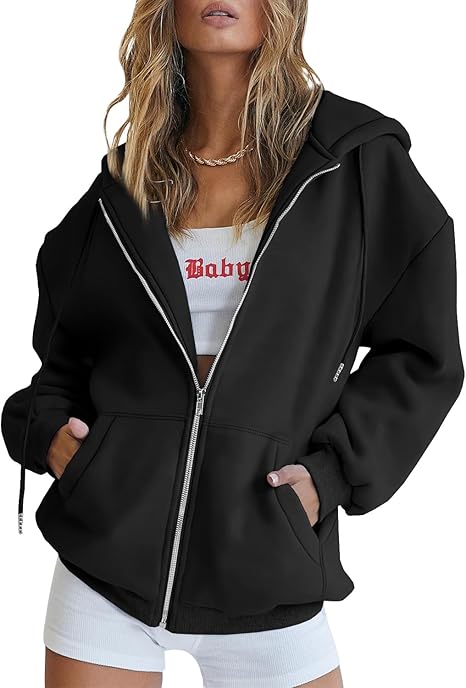 Black Women's Zip Up Hoodie