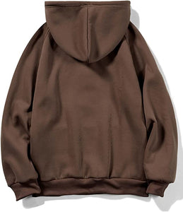 Men's Casual Drawstring Brown Rose Long Sleeve Hoodie