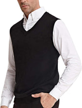 Load image into Gallery viewer, Men&#39;s Red Wine Soft V Neck Sweater Vest