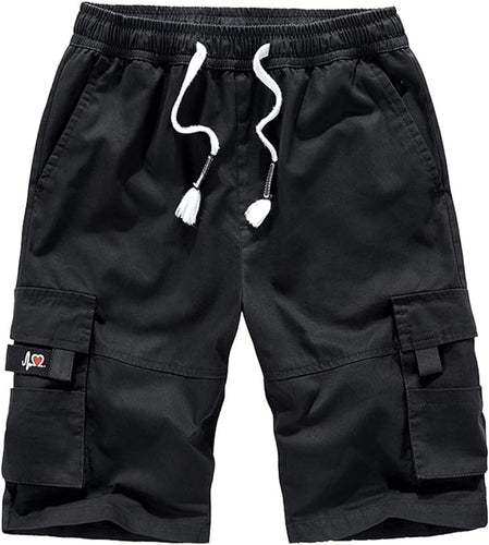 Men's Causal Cargo Pocket Black Shorts