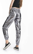 Load image into Gallery viewer, Metallic Silver Elastic Jogger Pants