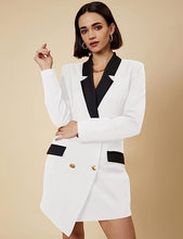 Load image into Gallery viewer, London Chic Black &amp; White Color Block Long Sleeve Blazer Dress