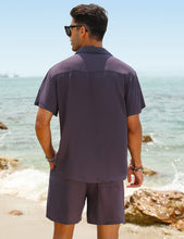 Load image into Gallery viewer, Casual Men&#39;s Blue Vacation Style Shirt &amp; Shorts Set