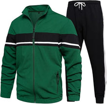 Load image into Gallery viewer, Men Full Zip Casual Green 2 Piece Jogging Tracksuit