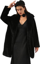 Load image into Gallery viewer, Lux Black Faux Fur Long Sleeve Trench Coat