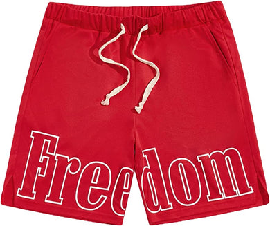 Men's Casual Drawstring Red Freedom Shorts