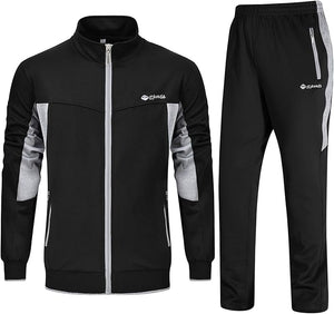 Men's White-Black 2pc Athletic Tracksuit