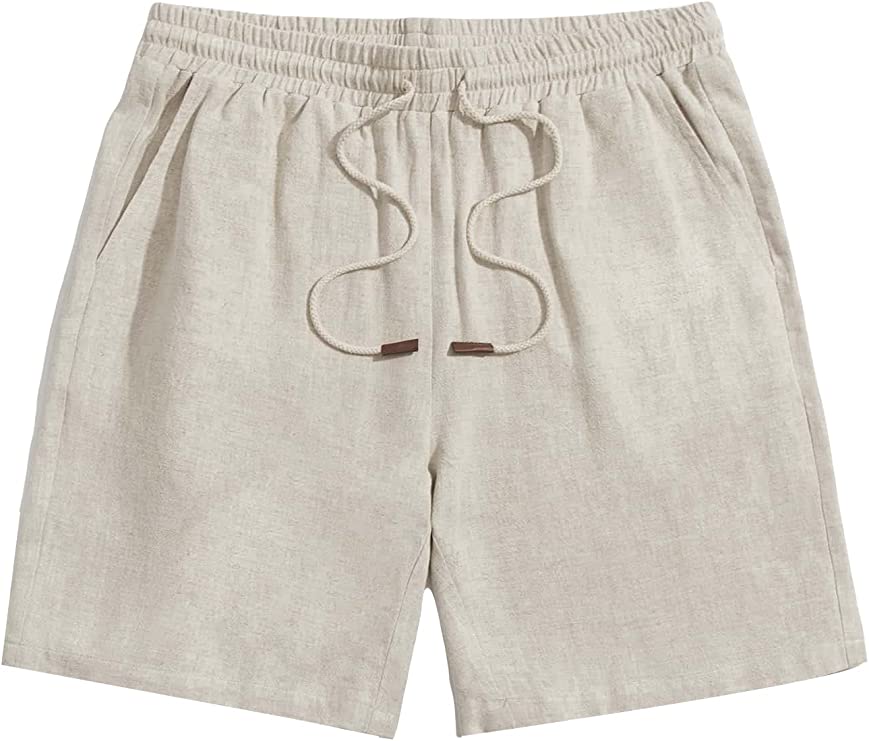 Men's Casual Drawstring Beige Shorts