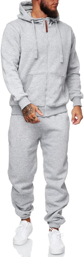 Men's Light Grey Long Sleeve Hoodie Long Sleeve 2pc Sweatsuit