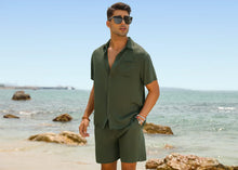 Load image into Gallery viewer, Casual Men&#39;s Purple Vacation Style Shirt &amp; Shorts Set