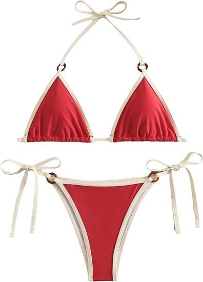 Vacation Chic Triangle Bikini Red Swimsuit