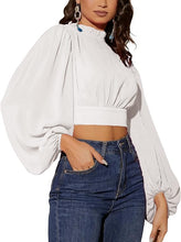 Load image into Gallery viewer, White Ruffled Neck Long Sleeve Top